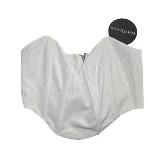 White Fox Strapless Crop Top XS White Draped Bustier Sweetheart NWT Going Out